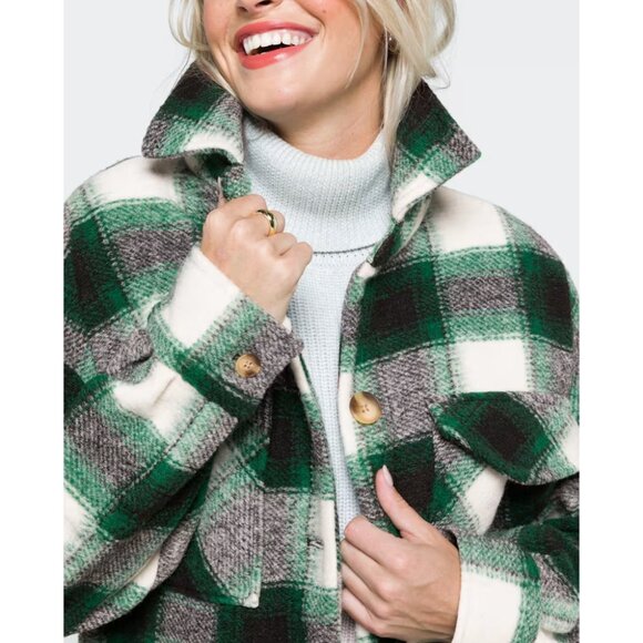 Steve Madden Long Plaid Coat - Picture 2 of 8